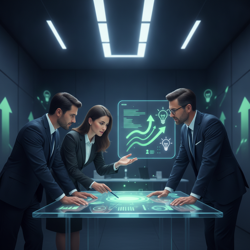 فريق عمل يناقش استراتيجيات النمو بناءً على رؤى العملاء