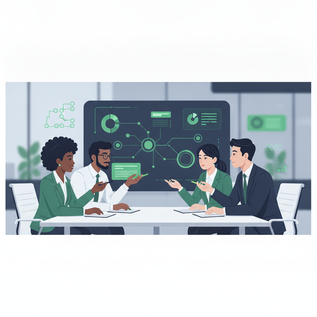 فريق عمل يخطط لاستراتيجية التحول الرقمي