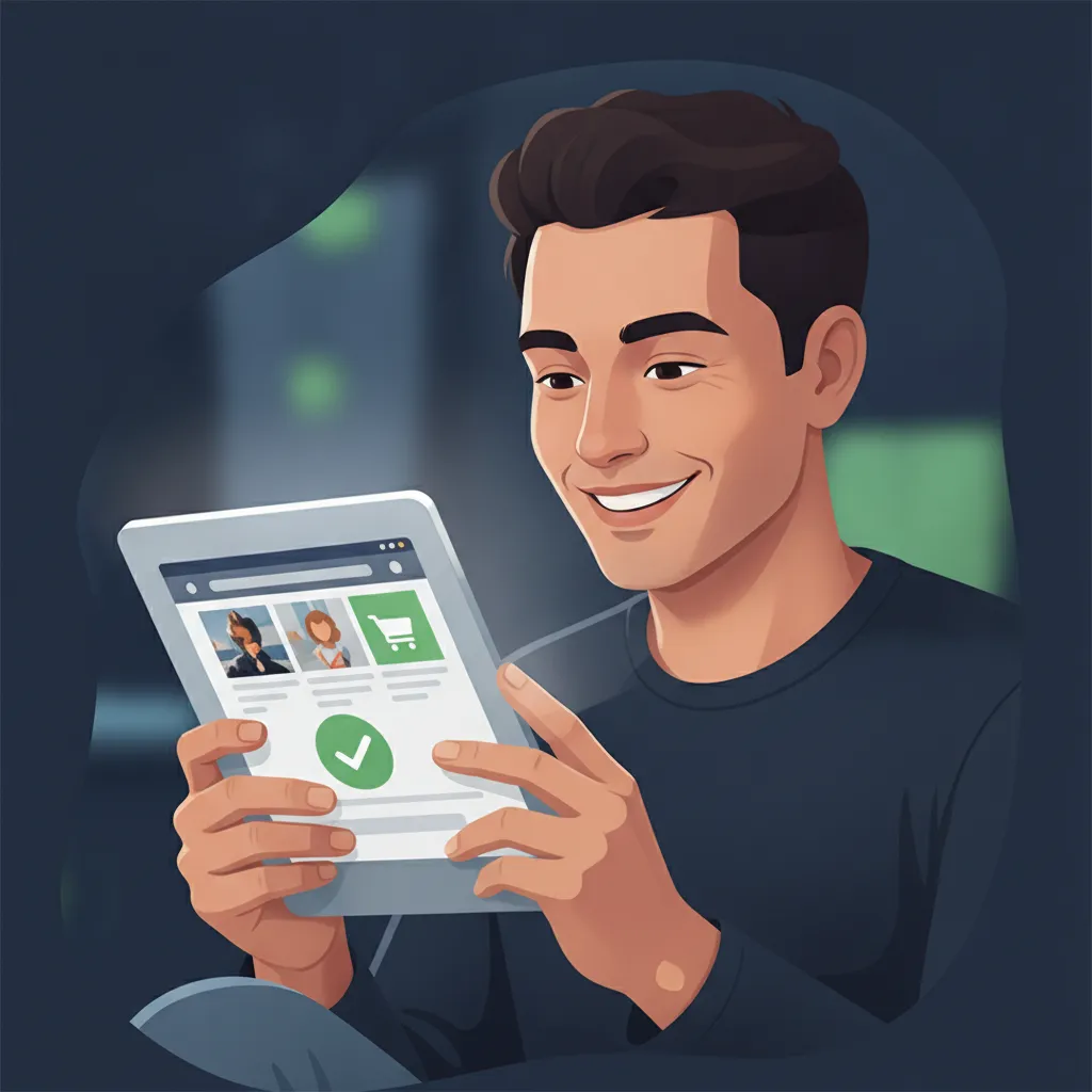 عميل سعيد يتسوق عبر الإنترنت بفضل سرعة الموقع